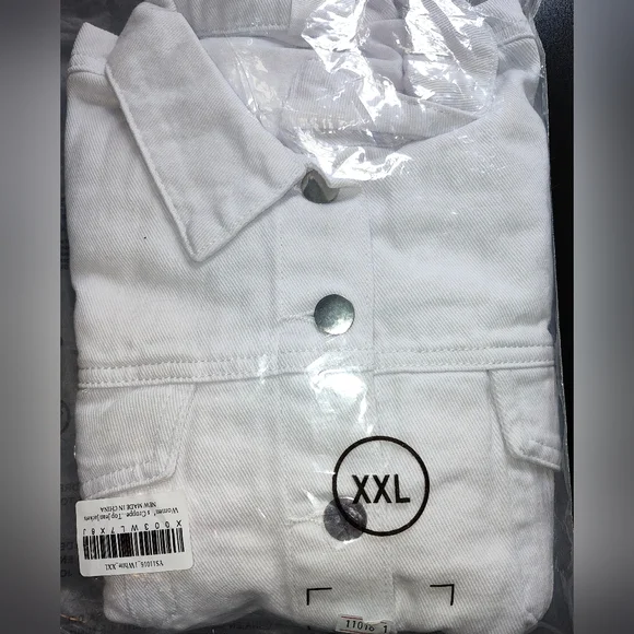 White Cropped Denim Jacket - Picture 2 of 4